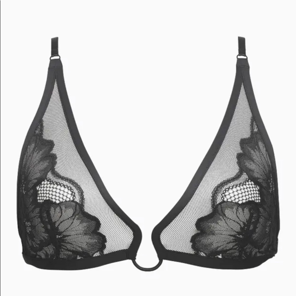 CALVIN KLEIN BLACK FLORAL CLUSTER UNLINED TRIANGLE